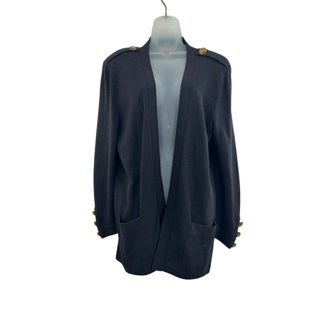 St. John Open Front Cardigan Women's Small Black Santana Knit Classic